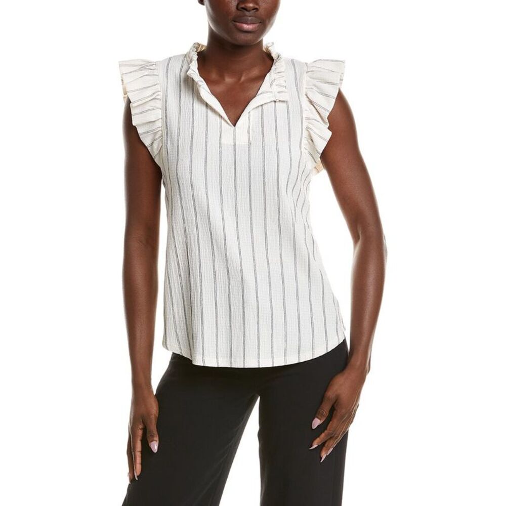 Anne Klein Womens  Pinstripe Top, White